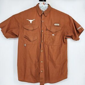 Texas Longhorns Shirt Mens Large Columbia PFG Fishing Vented Short Sleeve FLAWS